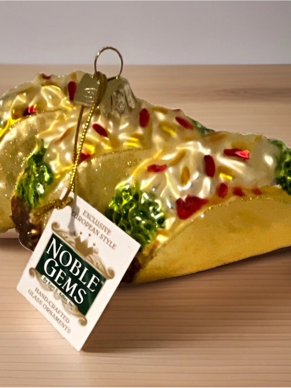 Kurt Adler NOBLE GEMS Glass TACOS Christmas Ornament Kurt S. Adler Taco NEW NWT